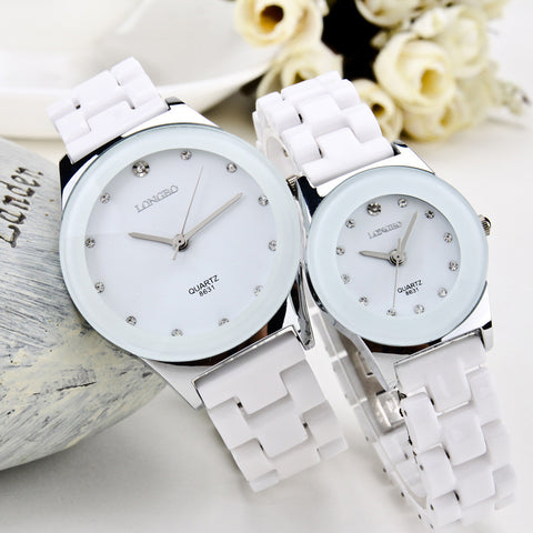 Luxury White Ceramic Classic Men's & Women's Wrist Watch