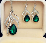 Crystal Drop Pendant Necklace Earring Set