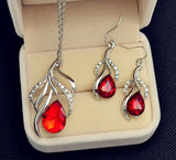 Crystal Drop Pendant Necklace Earring Set